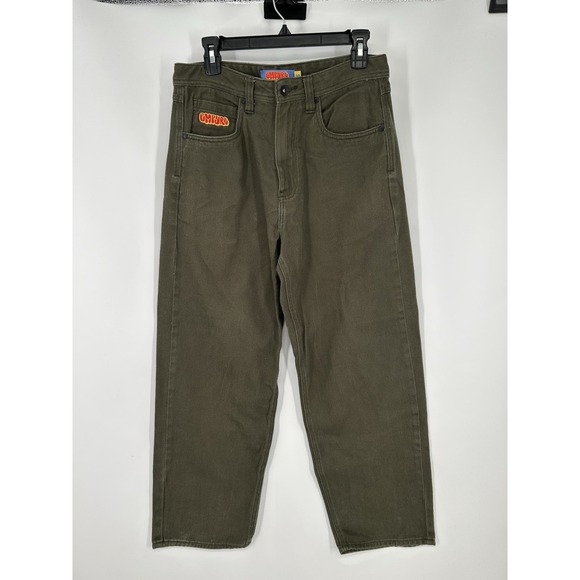 Empire Baggy Moss Green Jeans Pants Embroidered Y2K Relax Mens Size 30 30x28 - Picture 1 of 9